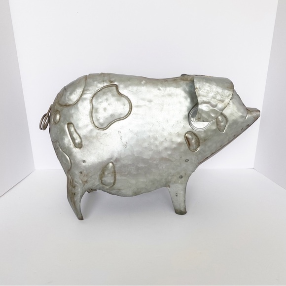 Pig Large Metal Hollow Le Jardin Apropos Home Collection 16.5” MWT Farmhouse - Picture 3 of 12